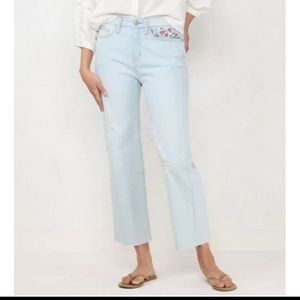 LC by Lauren Conrad high waisted embroidered jeans (cropped) size 8